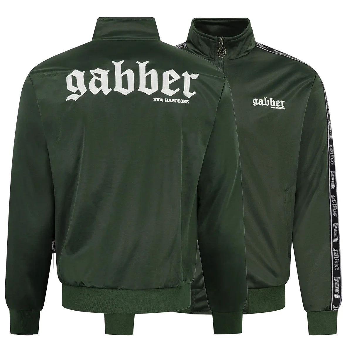 Track Jacket 100% Hardcore Gabber – army green, widok przodu